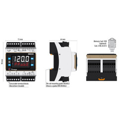 Pixsys DRR244 Контроллер и преобразователь сигналов с индикацией, размеры